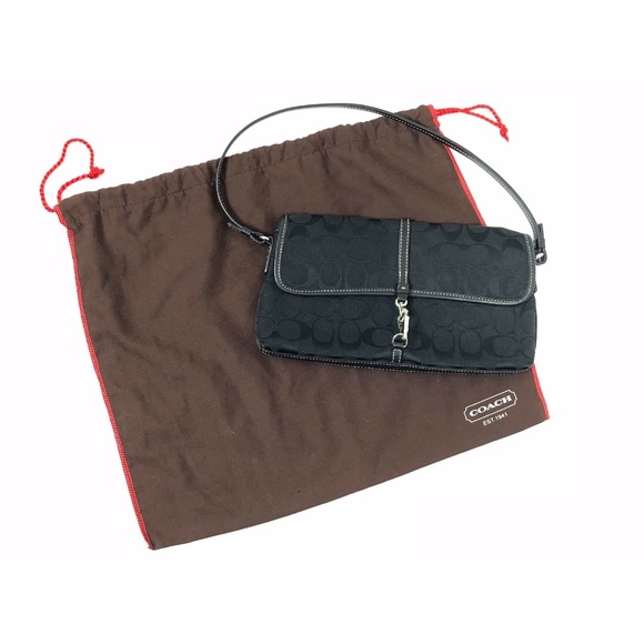 Coach Handbags - COACH Purse Handbag Clutch BLACK SIGNATURE